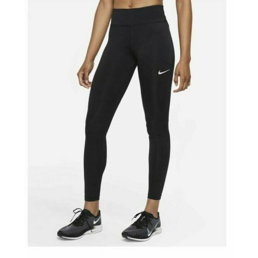 Nike Women's Running Leggings, Tight Fit Mid Rise, Full Length, Black DB4377-010
